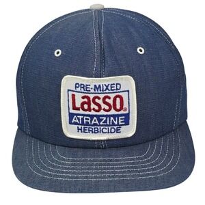 Vintage Swingster Lasso Atrazine Herbicide Hat Blue Snapback Made in USA Cap